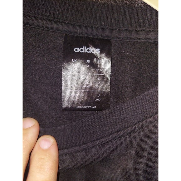 Adidas Crew Neck Sweatshirt Adult medium Black 3 White Stripes On Sleeves mens - Picture 2 of 2